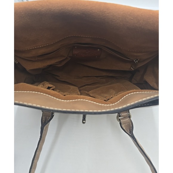 Patricia Nash Vienna Suede Satchel‎ Italian Leather Heritage Biscuit Hand Bag - Picture 7 of 15